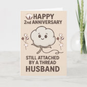 2周年の結婚記念日おめでとう コットンのジョークカード 彼氏用 カード (正面)