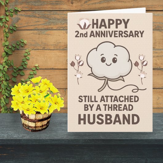 2周年の結婚記念日おめでとう コットンのジョークカード 彼氏用 カード