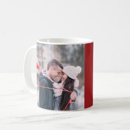 2周年ガーネット暗赤いハートカスタム写真 コーヒーマグカップ (正面左)