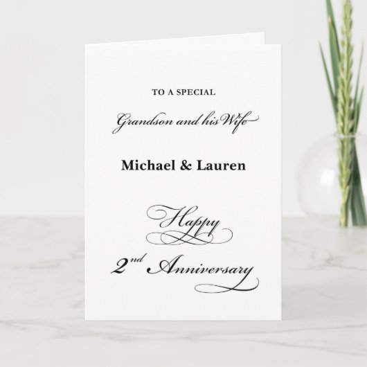 2周年孫・妻スクリプエレガントト カード (正面)