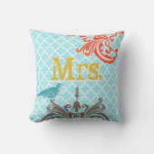 2周年結婚はコットンバードモノグラム クッション (正面)