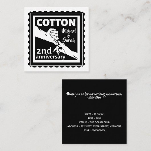 2周年結婚夫婦が手を携えて エンクロージャーカード (正面/裏面)