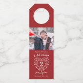 2周年結婚記念撮影ガーネット赤いハート ボトルネックタグ (正面)