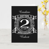 2周年結婚記念日のダメージ加工の紋章 カード (黄色い花)