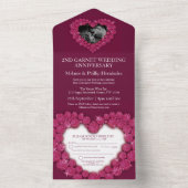 2周年記念の写真 赤いガーネットのハート オールインワン招待状 (内側)