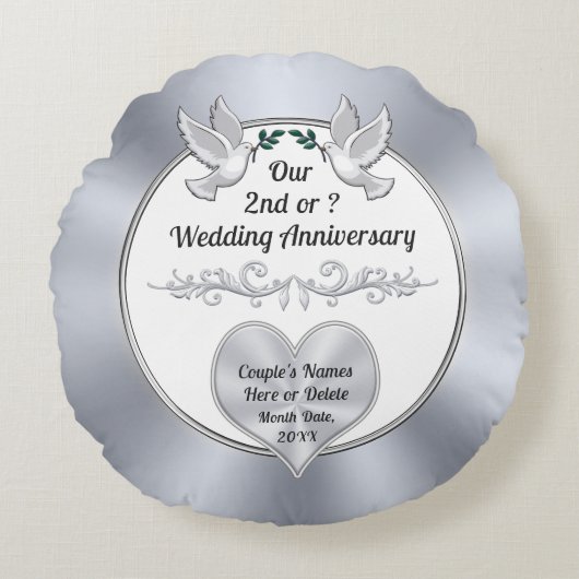 2周年記念コットンギフト綿枕 ラウンドクッション (正面)