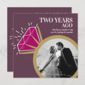 2周年記念パーティーガーネットリング2枚の写真 招待状 (正面/裏面)