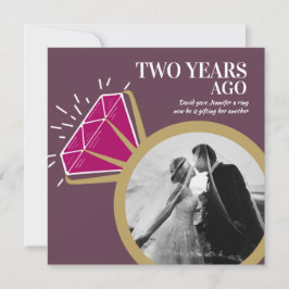 2周年記念パーティーガーネットリング2枚の写真 招待状