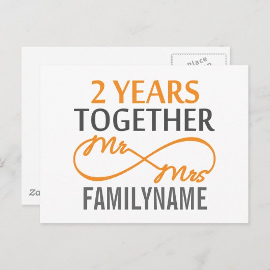 2周年記念ミセス・インフィニティパーソナライズされた ポストカード (正面/裏面)