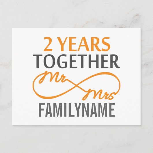 2周年記念ミセス・インフィニティパーソナライズされた ポストカード (正面)