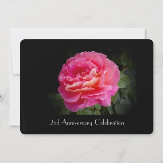 2周年記念祝賀会招待ピンクローズ 招待状 (正面)