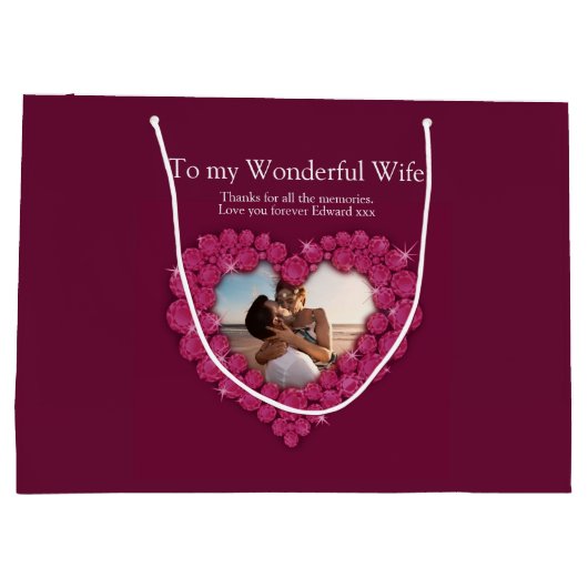 2周年記念結婚ガーネット写真バッグ ラージペーパーバッグ (裏面)