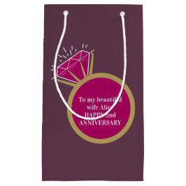 2周年記念結婚ガーネット暗赤色ジェムリング スモールペーパーバッグ