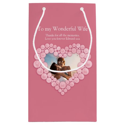 2周年記念結婚バラクォーツハート写真 スモールペーパーバッグ (裏面)