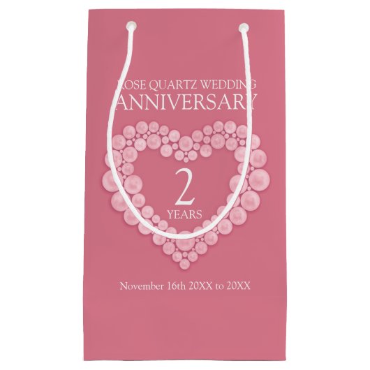 2周年記念結婚バラクォーツハート写真 スモールペーパーバッグ (正面)