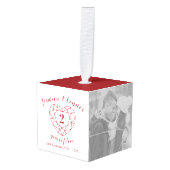 2周年記念結婚フォトガーカスタムネット キューブオーナメント (正面アングル)