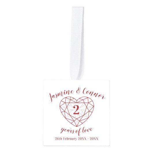 2周年記念結婚フォトガーカスタムネット キューブオーナメント (正面)