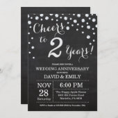 2周年記念結婚黒銀 招待状 (正面/裏面)