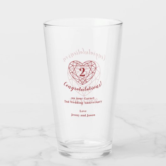 2周年記念2年のラブガーネットカスタム タンブラーグラス (裏面)