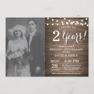 2周年 結婚記念日 ラスティック ウッド 招待状