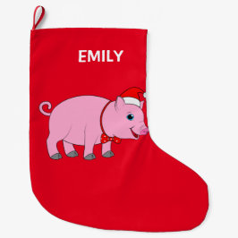 2味方されるクリスマスのブタのカスタマイズ可能 ラージクリスマスストッキング