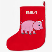 2味方されるクリスマスのブタのカスタマイズ可能 ラージクリスマスストッキング (裏面)