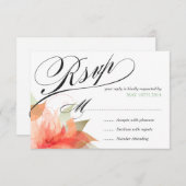 2味方されるRSVPの桃色のオレンジ花のデラックス 出欠カード (正面/裏面)