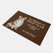 2回おもしろいノックする必要のないコルギ犬 ドアマット (アングル)