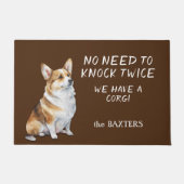 2回おもしろいノックする必要のないコルギ犬 ドアマット (正面)