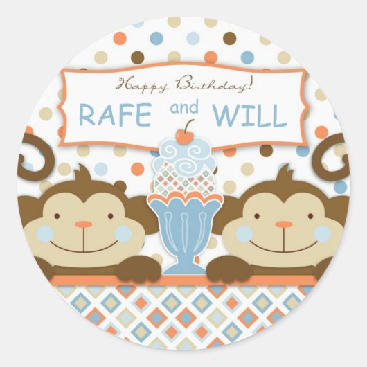 2回のおもしろいBOYSステッカー ラウンドシール (正面)