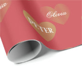 2回のパーソナライズされたゴールデンハートズルシティレッド ラッピングペーパー (ロールコーナー)