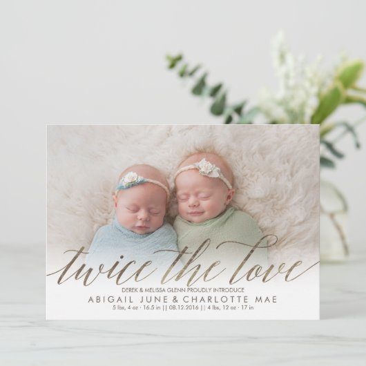 2回の愛のホイルフェイクツイン誕生の発表 案内状 (スタンド正面)