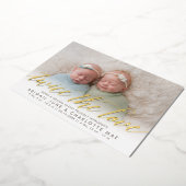 2回の愛フォイル双子の誕生の発表 箔招待状 (回転した状態)