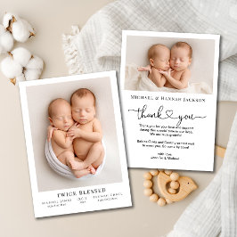 2回の祝福されたフォト誕生フラットアナウンスメントカード 案内状