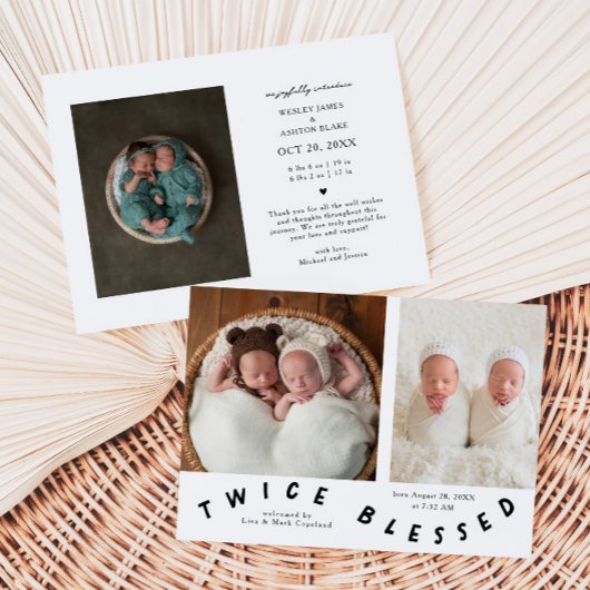 2回の賛美タイポグラフィ白の誕生発表 案内状