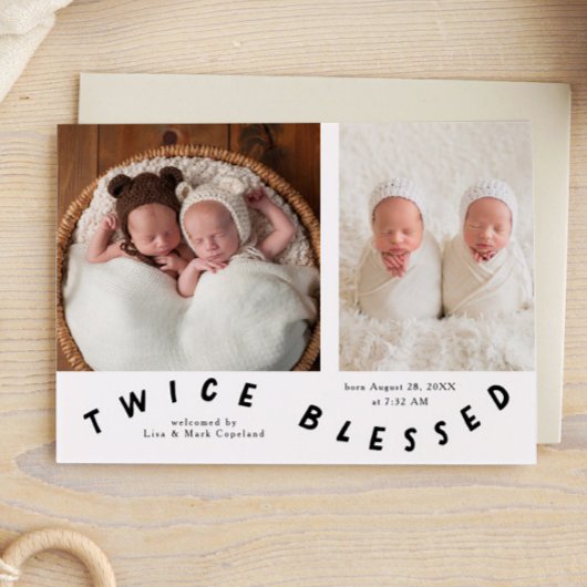 2回の賛美タイポグラフィ白の誕生発表 案内状