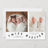 2回の賛美タイポグラフィ白の誕生発表 案内状 (正面)