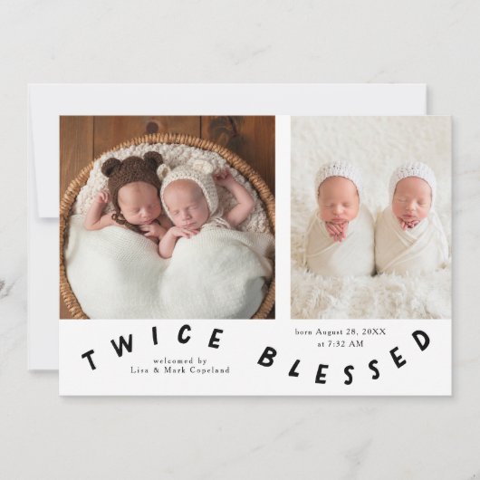 2回の賛美タイポグラフィ白の誕生発表 案内状 (正面)