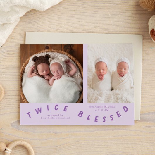 2回の賛美タイポグラフィ薄紫誕生 案内状