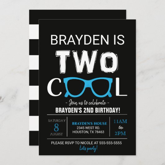 2回カッコいいの誕生日招待状 招待状 (正面/裏面)