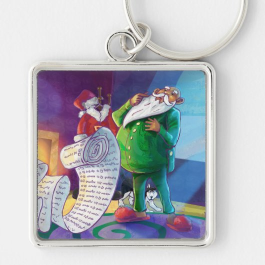 2回サンタでチェック キーホルダー (正面)