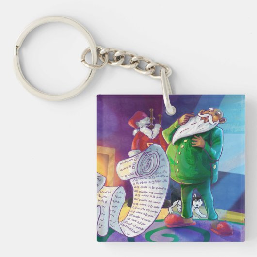 2回サンタでチェック キーホルダー (正面)