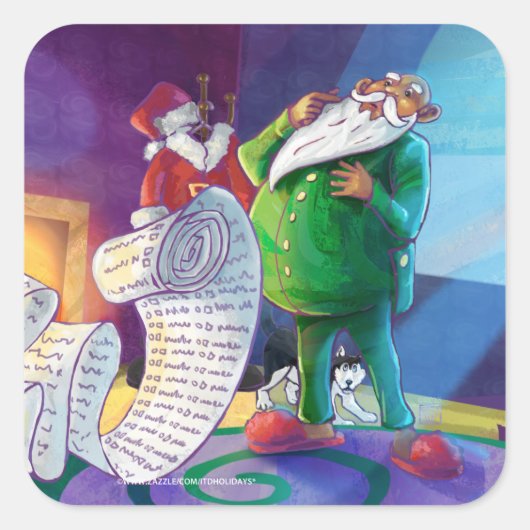 2回サンタでチェック スクエアシール (正面)