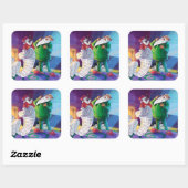 2回サンタでチェック スクエアシール (シート)