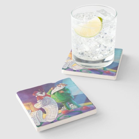 2回サンタでチェック ストーンコースター (横)