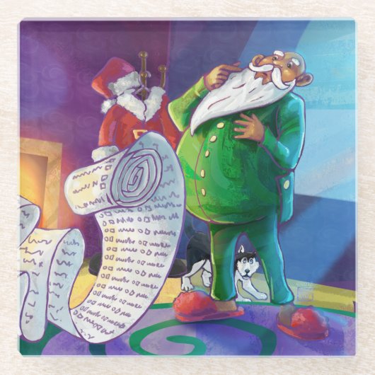 2回チェック絵画する ガラスコースター (正面)