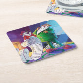 2回チェック絵画する スクエアペーパーコースター (アングル)