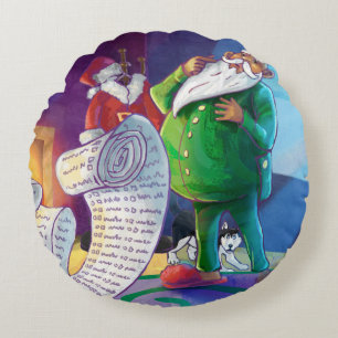 2回チェック絵画する ラウンドクッション