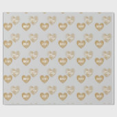 2回パーソナライズされたゴールデンハート、シルバーと金ゴールド ラッピングペーパー (フラット)