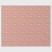 2回パーソナライズされたゴールデンハート、ピンクデイジー ラッピングペーパー (フラット)